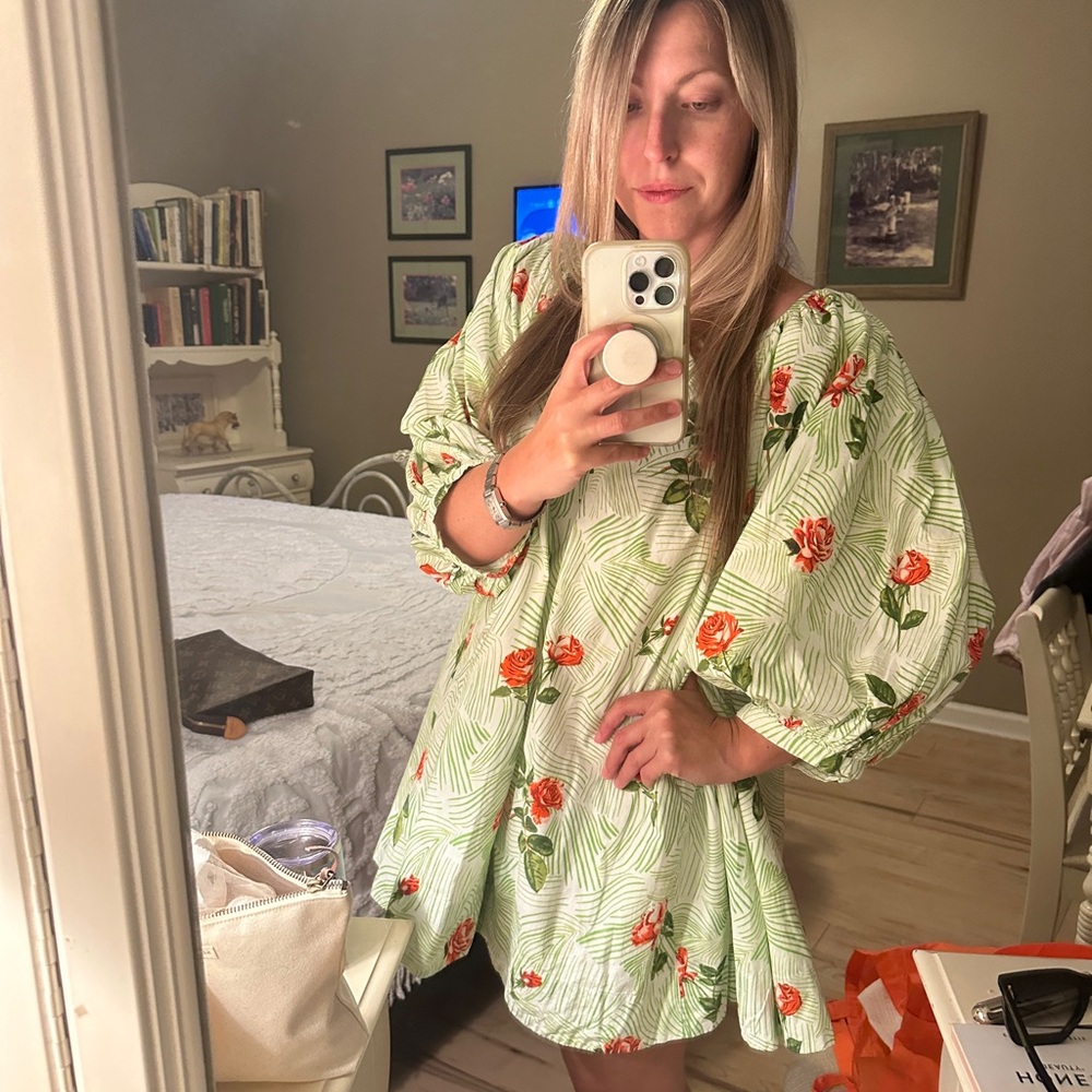 Coniglio Palm Beach Shirred Half Placket Mini Dress in Cocktail Dreams Stems